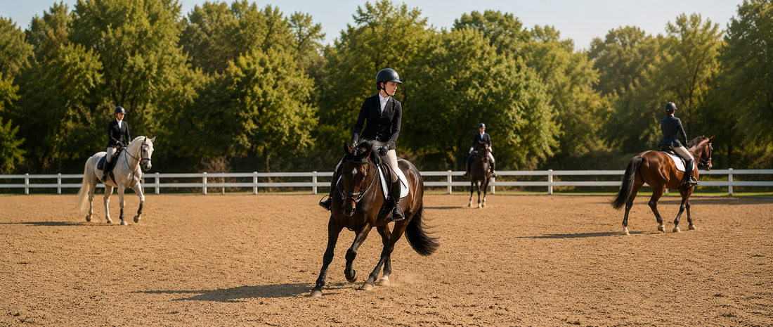 A warm-up ring for horses and riders