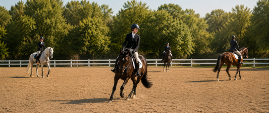 A warm-up ring for horses and riders