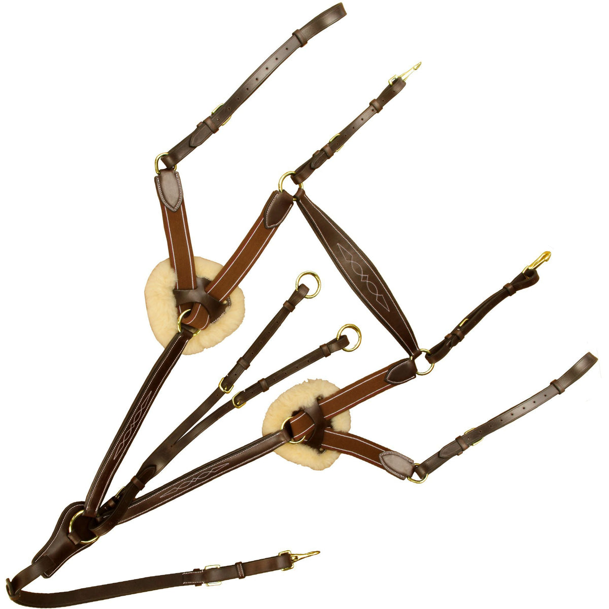 ExionPro 5 Point Breastplate in Havana (Choco Brown) with brass hardware