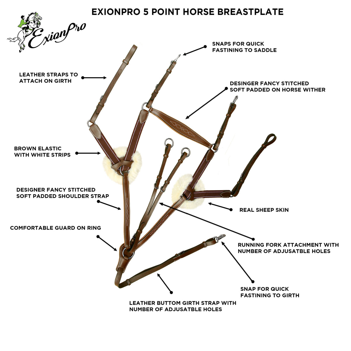 ExionPro 5 Point Breastplate in Havana (Choco Brown)