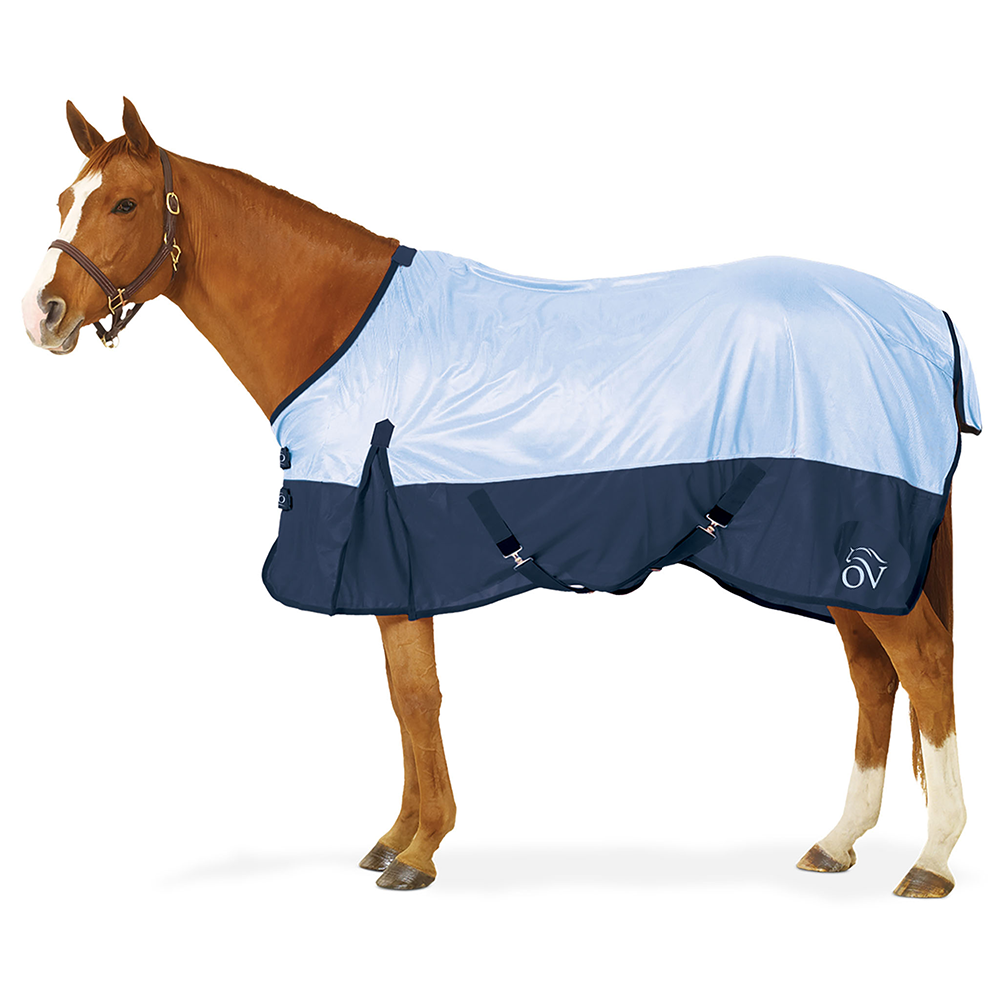 Super Fly Sheet with Surcingle - Lt Blue Navy