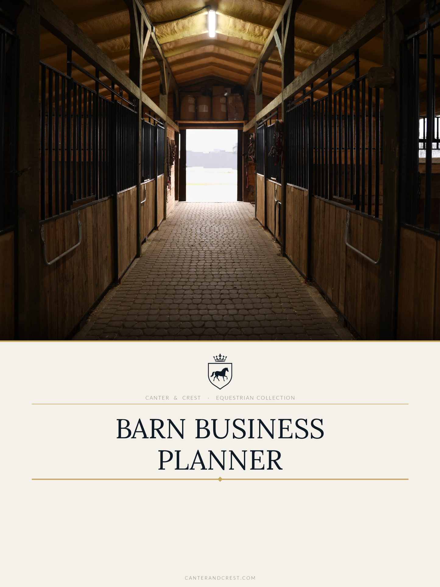 Elegant barn business planner by Canter & Crest styled with equestrian essentials in a refined workspace