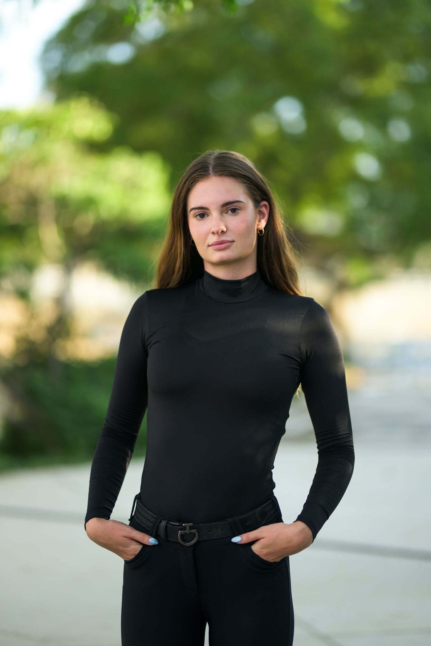 women's equestrian long sleeve riding shirt breathable stretch material