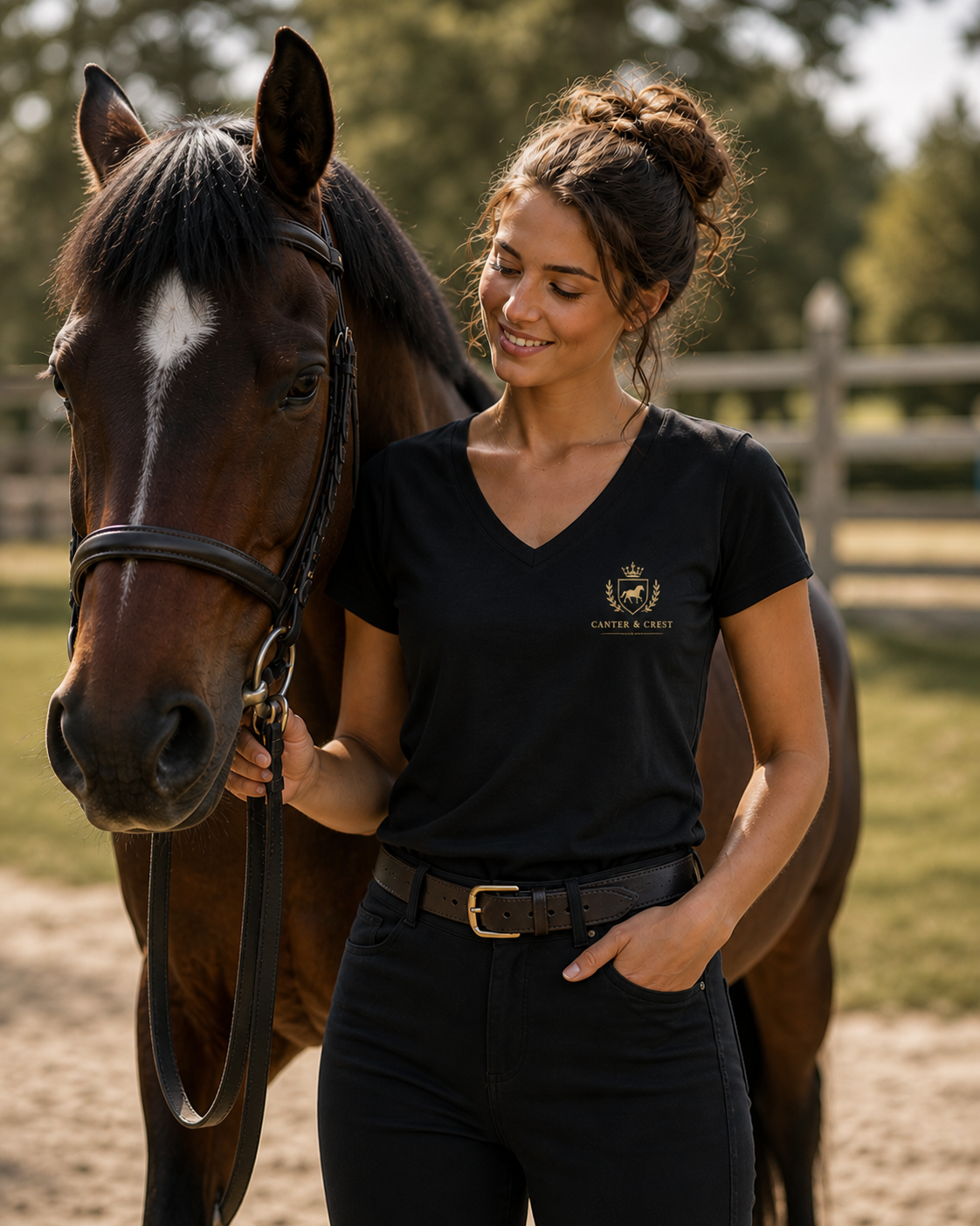 Women's Gold Embroidered Heritage Crest Shirt