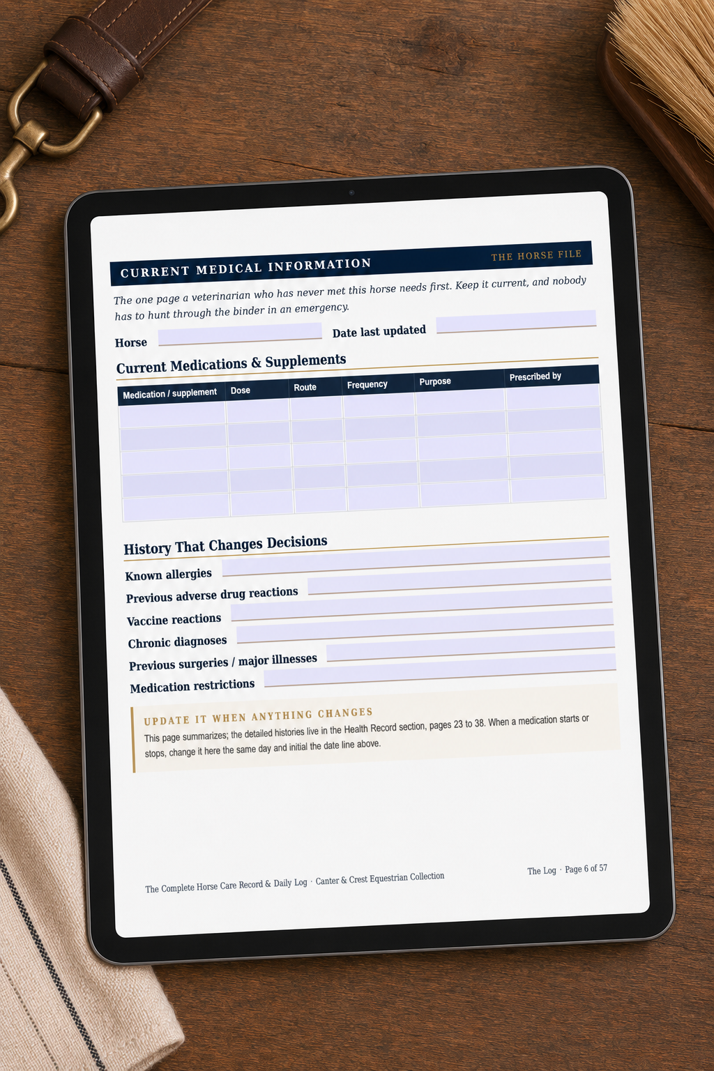 Complete Horse Care Record and Daily Log