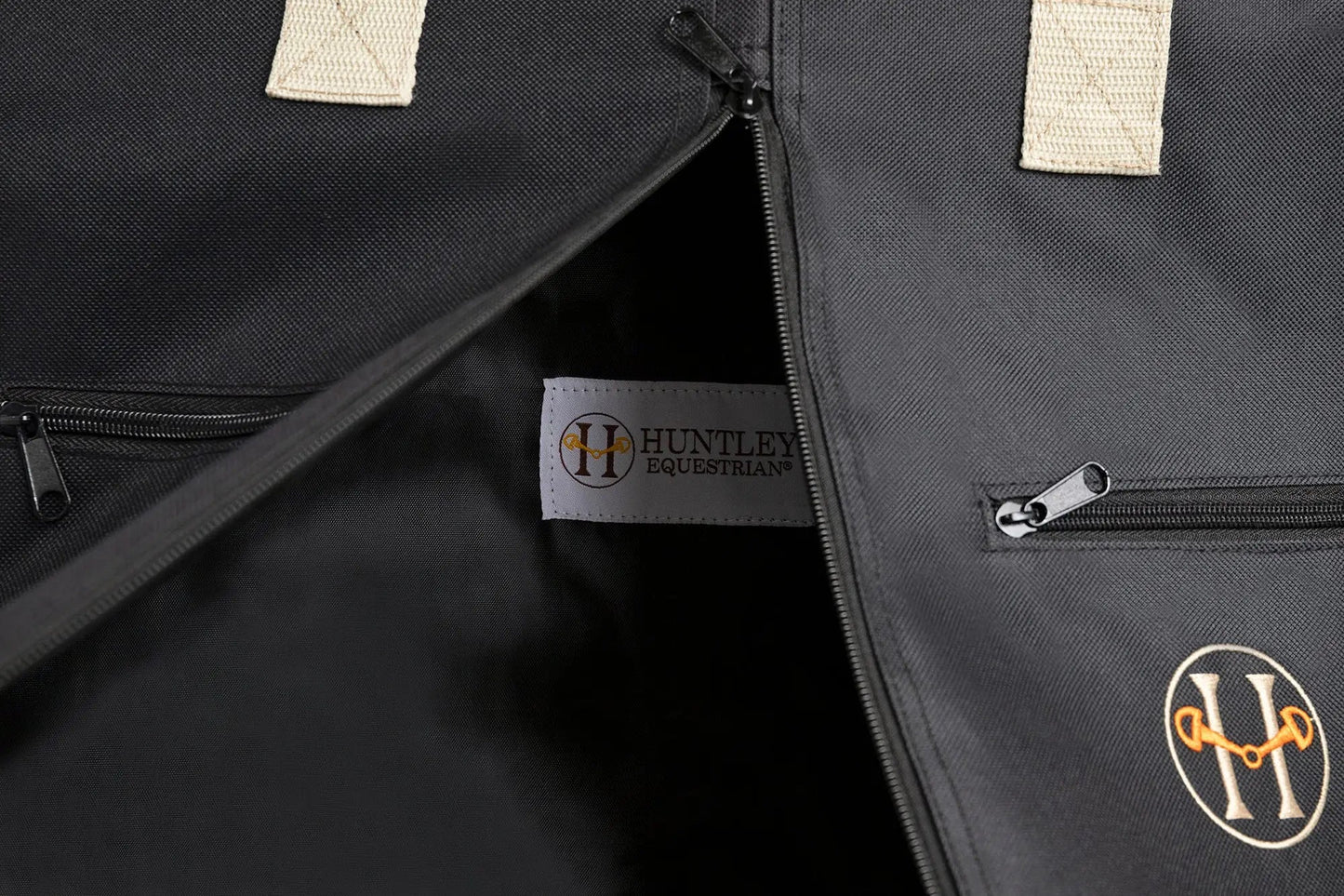 Huntley Equestrian Deluxe Black Travel Carry On Garment Bag with Accessories Zipper Cover for Travel, Business, Horse Shows