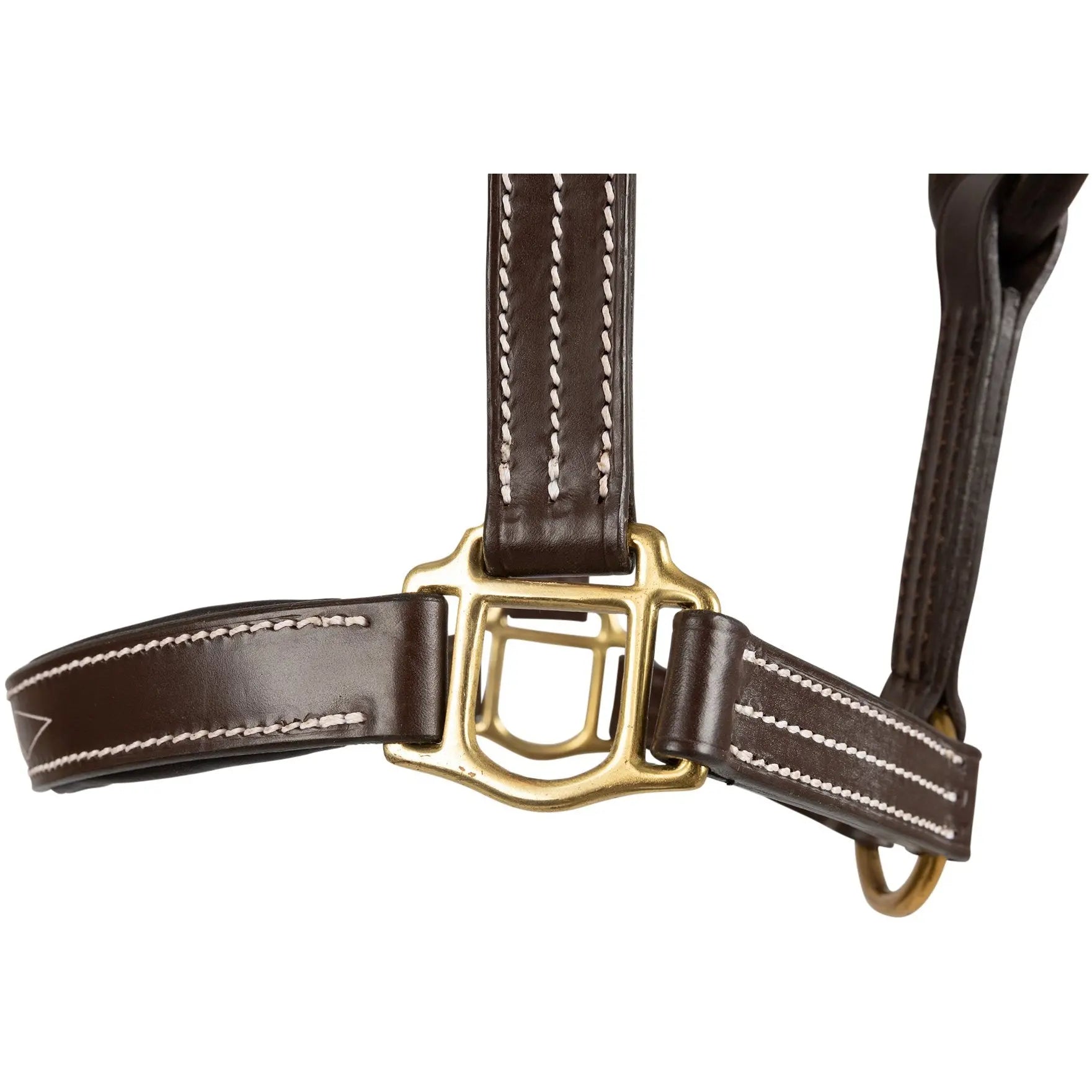 brown leather horse halter with contrast stitching classic equestrian style