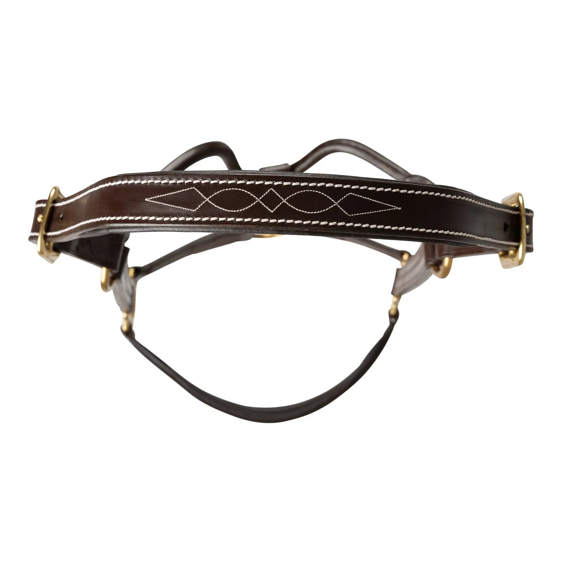 brown leather horse halter with contrast stitching 