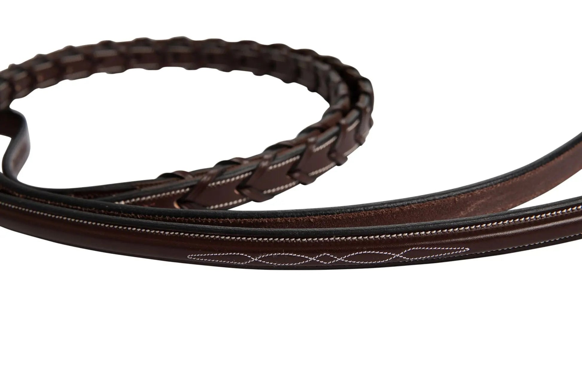 equestrian reins rubber grip with leather lacing for control and comfort