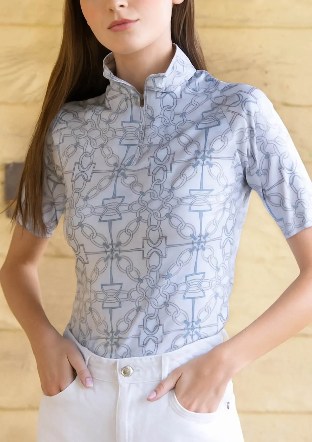 Harmony Quarter-Zip Short Sleeve in Chainlink Print