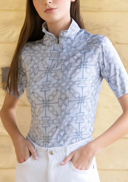 Harmony Quarter-Zip Short Sleeve in Chainlink Print