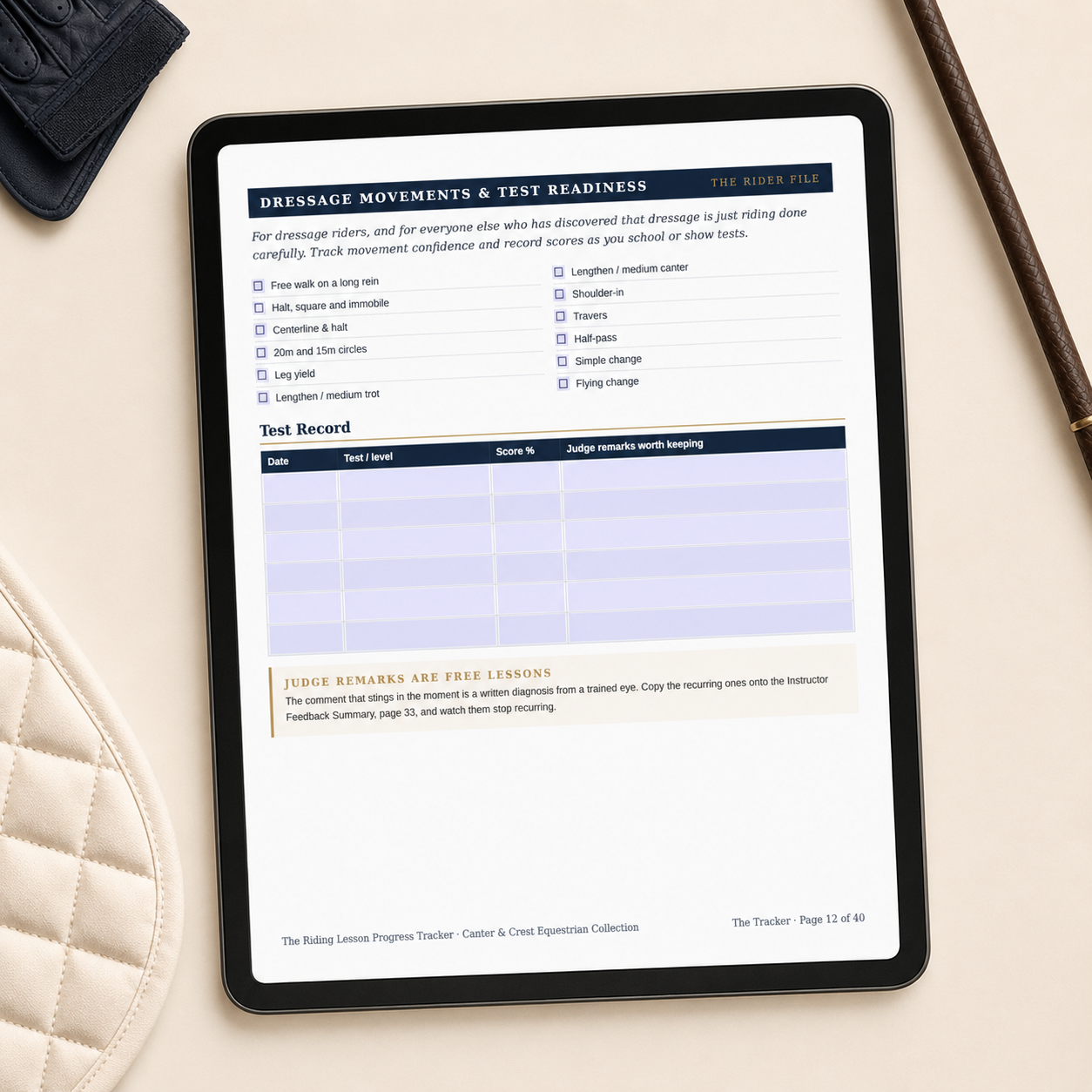 Riding Lesson Progress Tracker