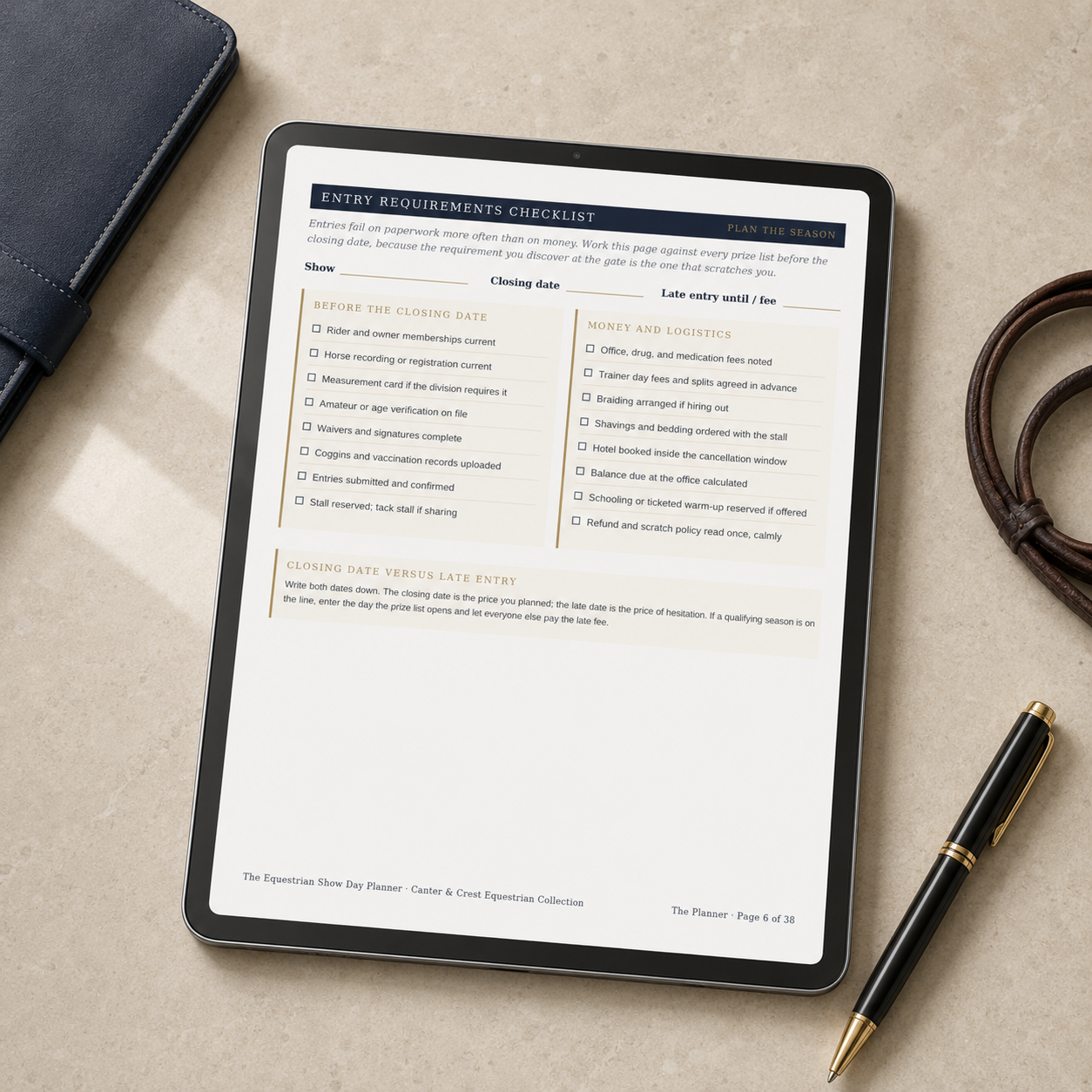 Equestrian Show Day Planner by Canter & Crest