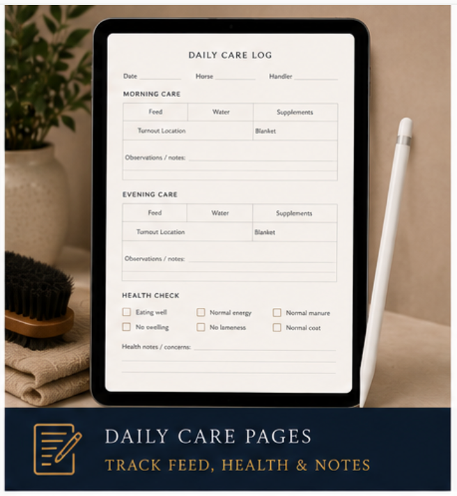 Horse Care Daily Log