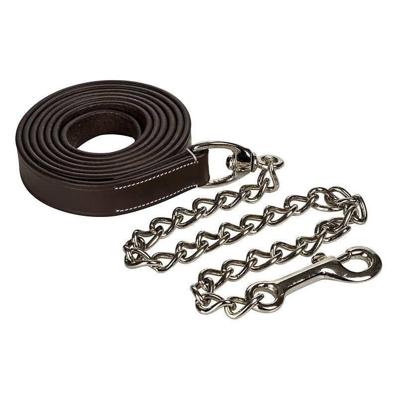 6' Leather Lead with 30" Chain
