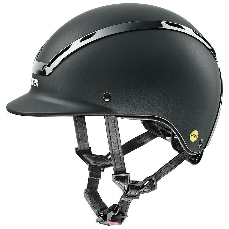 UVEX Exxeed MIPS black matte equestrian helmet with sleek design and advanced ventilation