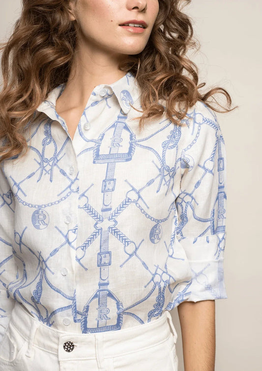 Basic Linen Shirt in Morsetti Print