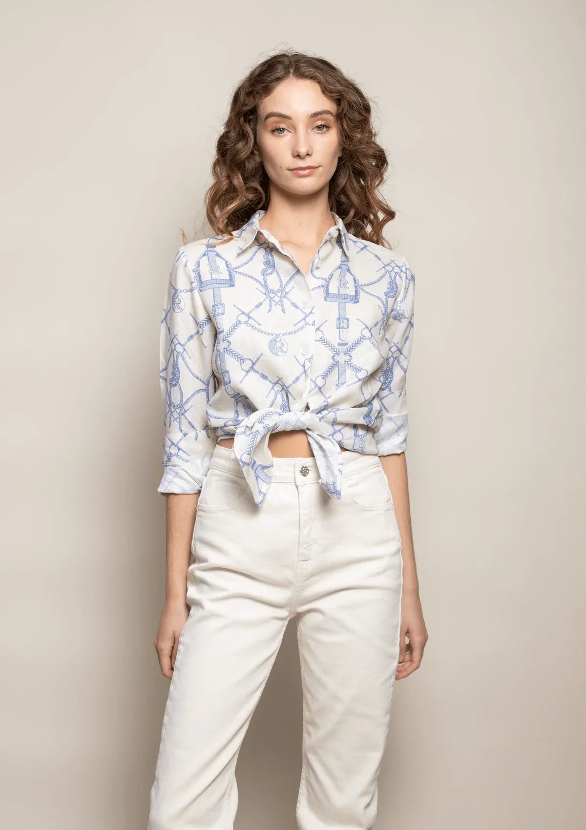 Basic Linen Shirt in Morsetti Print