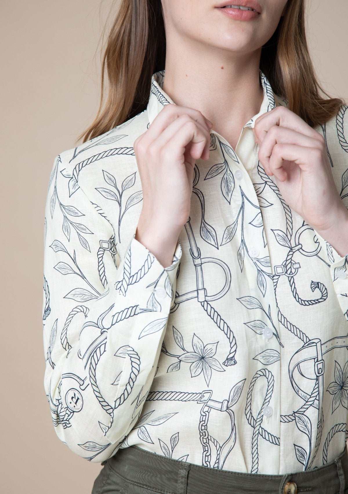 Basic Linen Shirt in Ropes Print
