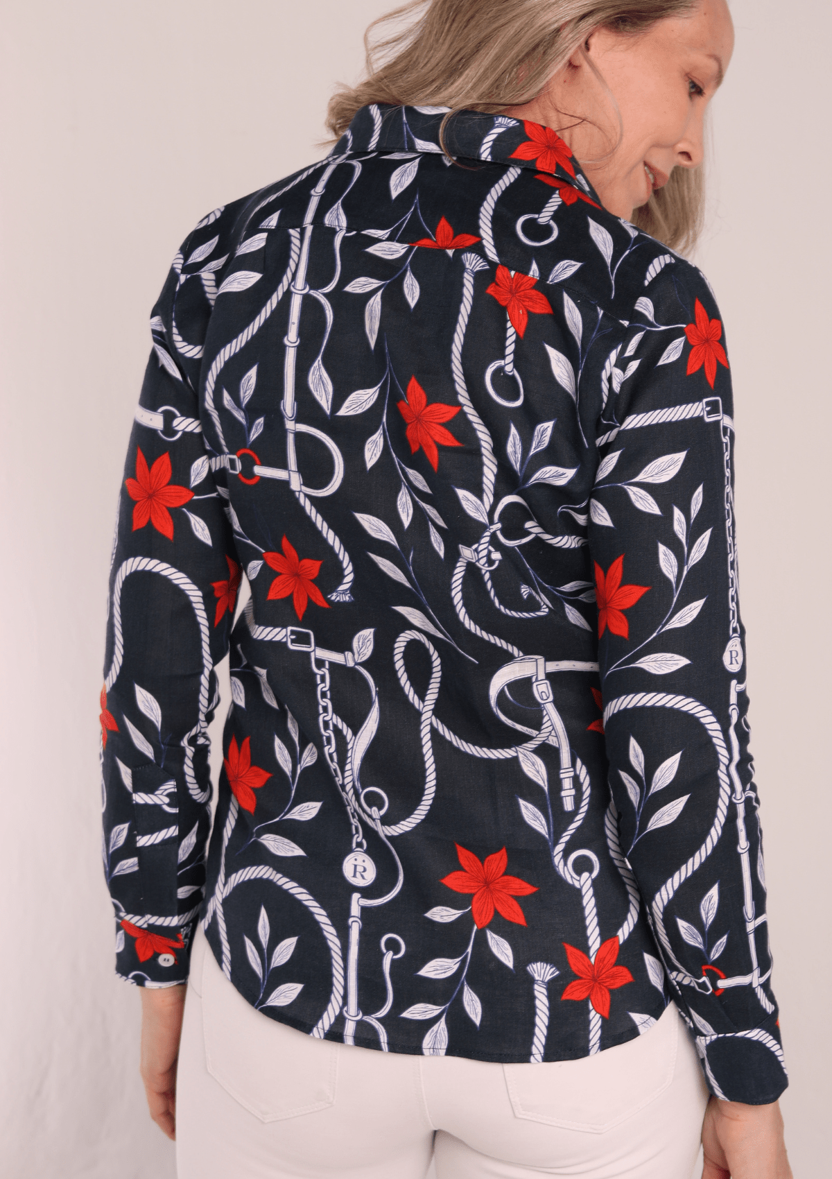 Basic Linen Shirt in Ropes Print