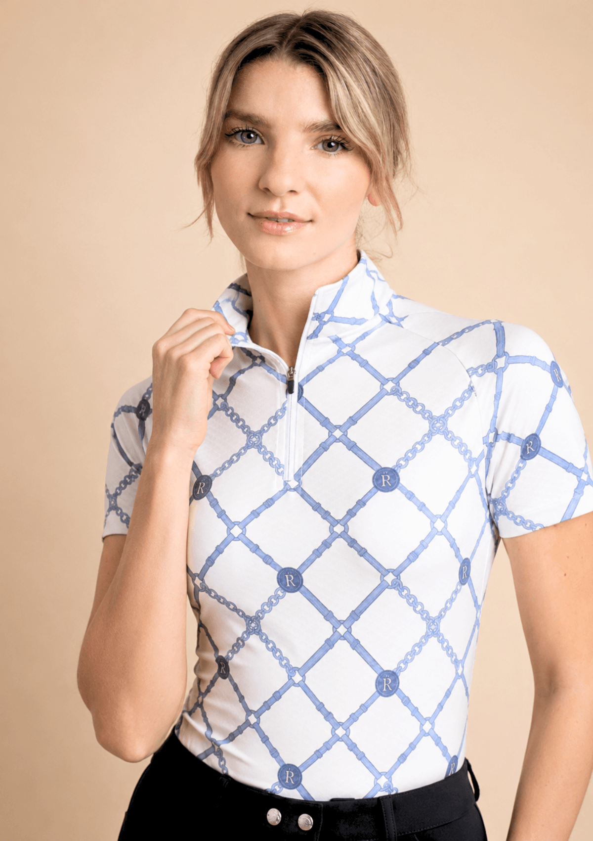 Bliss Quarter-Zip Short Sleeve in Blue Beltina Print