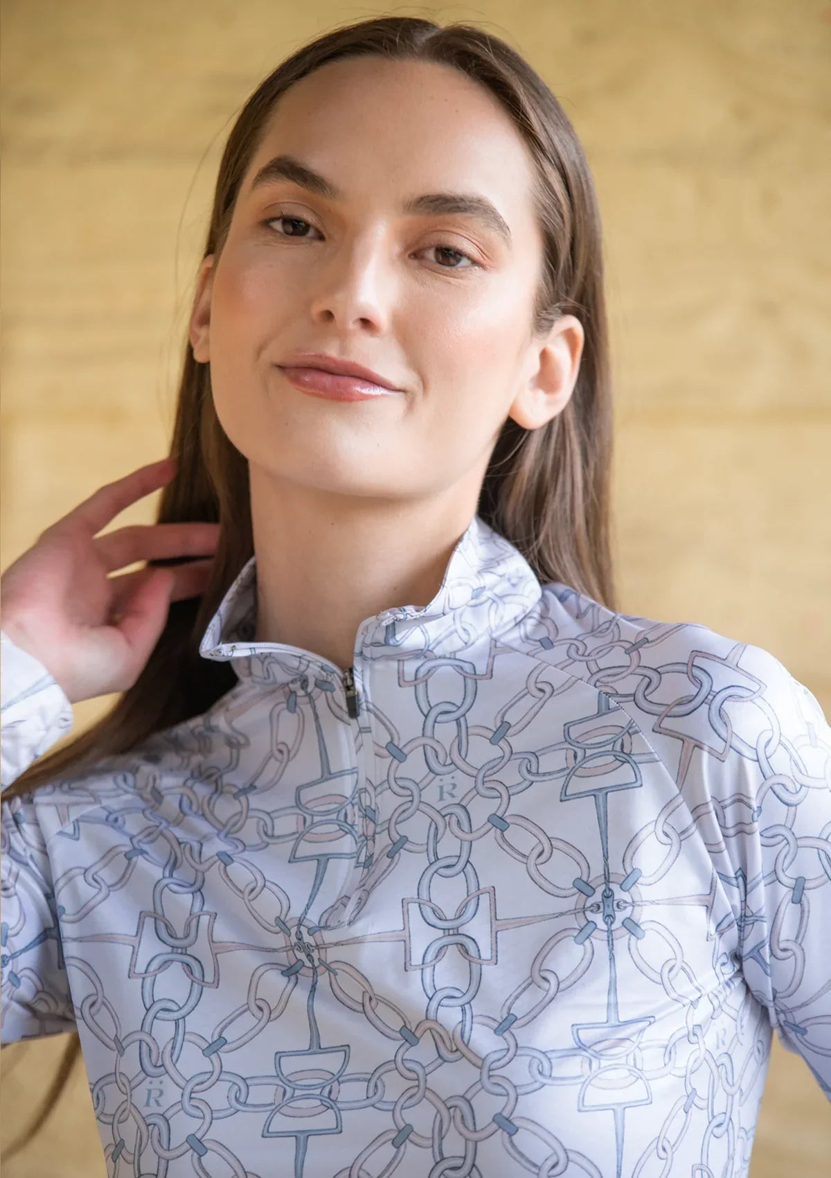 Harmony Quarter-Zip in Long Sleeve in Chainlink Print