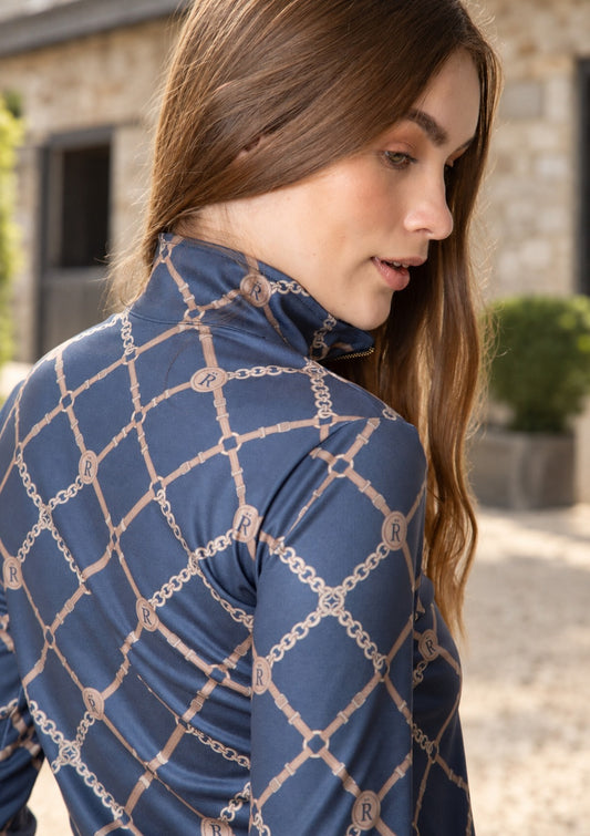 Harmony Quarter-Zip Long Sleeve in Beltina Print in a stone yard