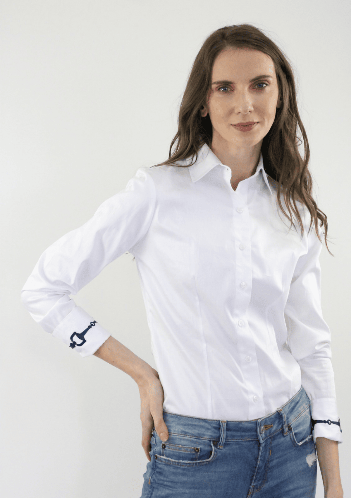 Margarita Cotton Shirt with Embroidered Sleeves