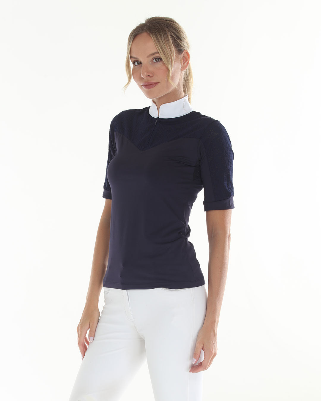 equestrian show top performance stretch fabric polished minimalist design