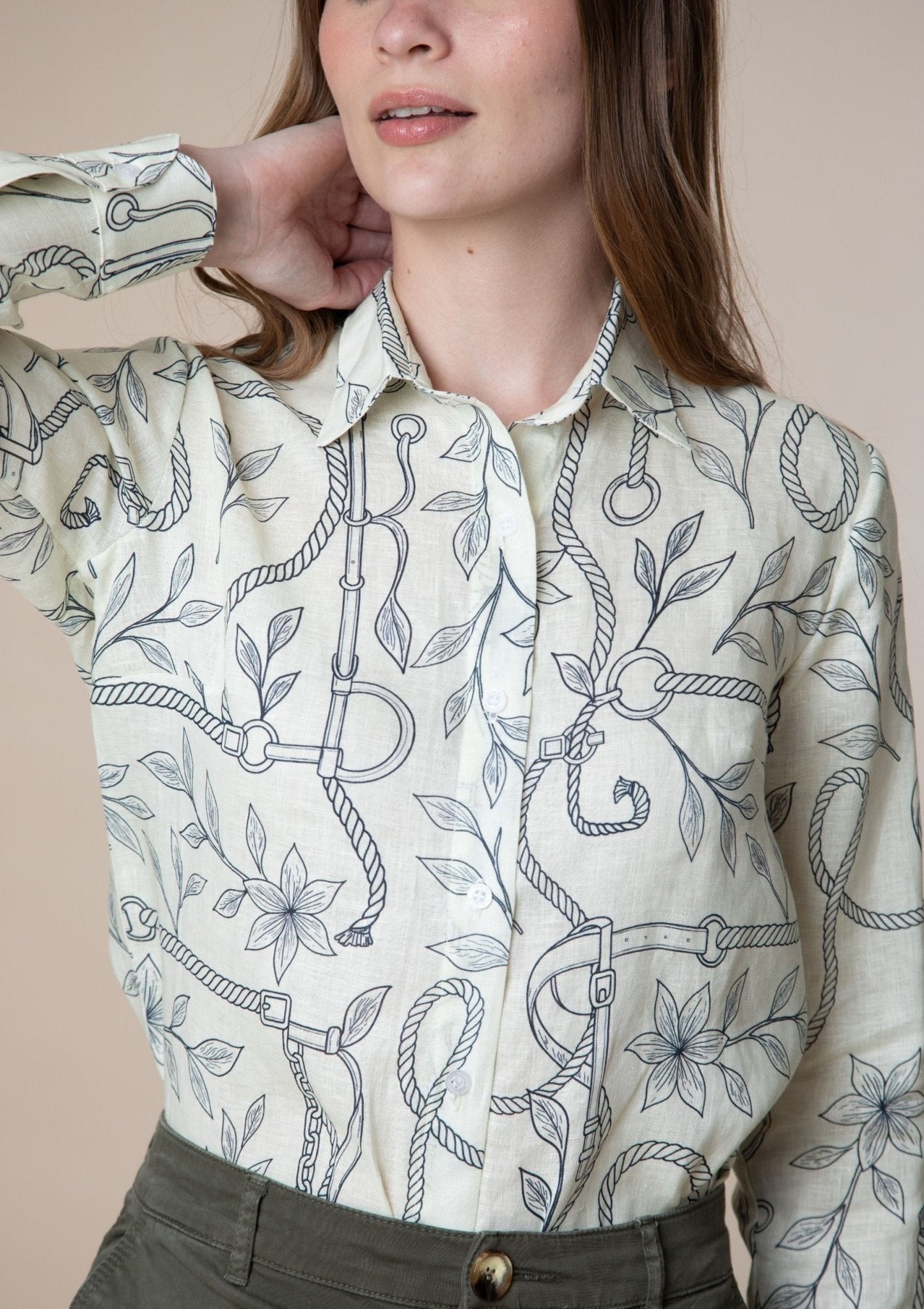 Basic Linen Shirt in Ropes Print